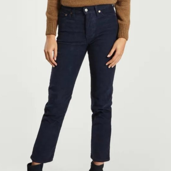 Levi's WEDGIE FIT STRAIGHT CORDUROY PANTS Navy Blue - Picture 4 of 11